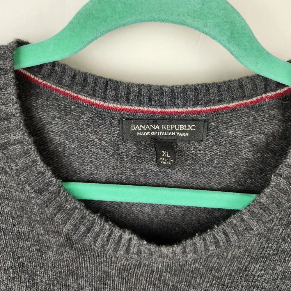 Banana Republic Italian Merino Wool Blend Colorblock Crewneck Sweater sz XL